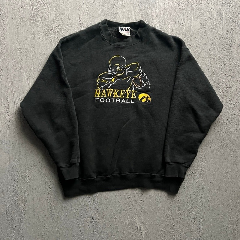 Vintage Iowa Hawkeye Football Sweatshirt XL Black 1990s NCAA